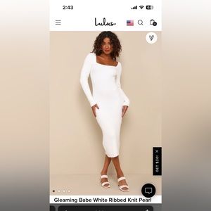 White Sweater Dress with Pearl Sleeves